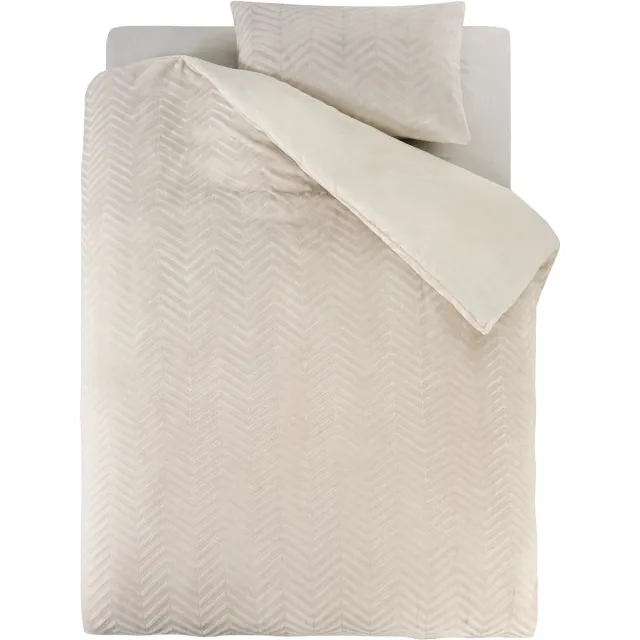 Sleeptime Teddy Chevron Dekbedovertrek - 1 x kussensloop - Creme