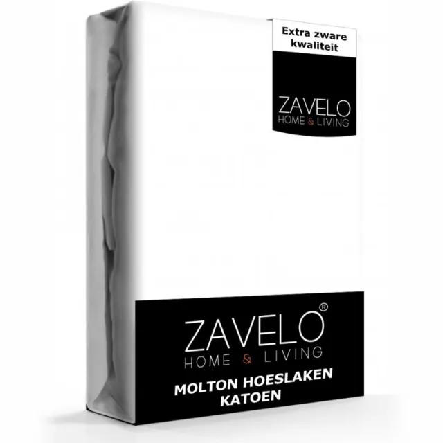 Zavelo Molton Hoeslaken - 100% Katoen - 30cm Hoekhoogte - Wasbaar tot 60 graden - Rondom Elastisch - Matrasbeschermer Wit