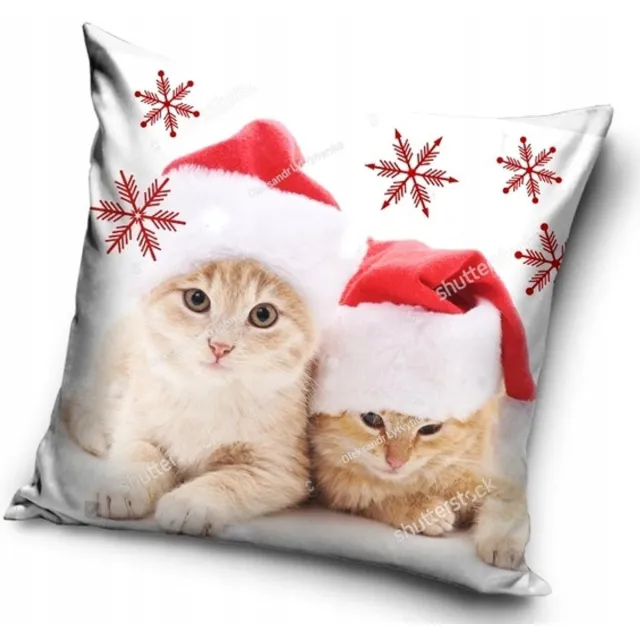 Carbotex Kerstkussenhoes 40x40 cm met Katten - Zacht & Feestelijk Multicolor
