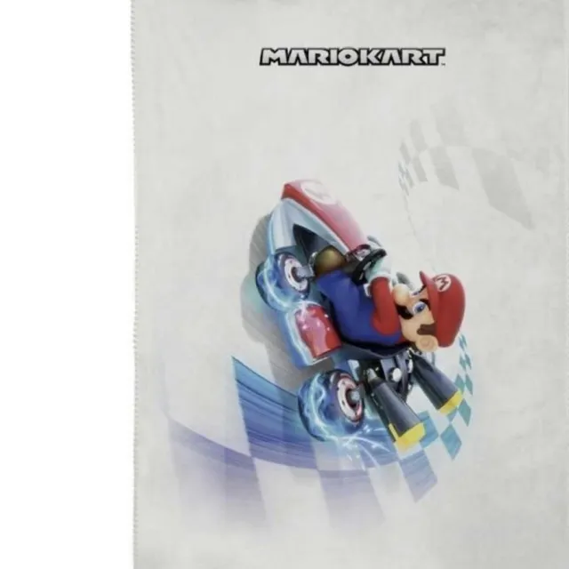 Nintendo Super Mario kart fleece deken - 110 X 130 cm wit