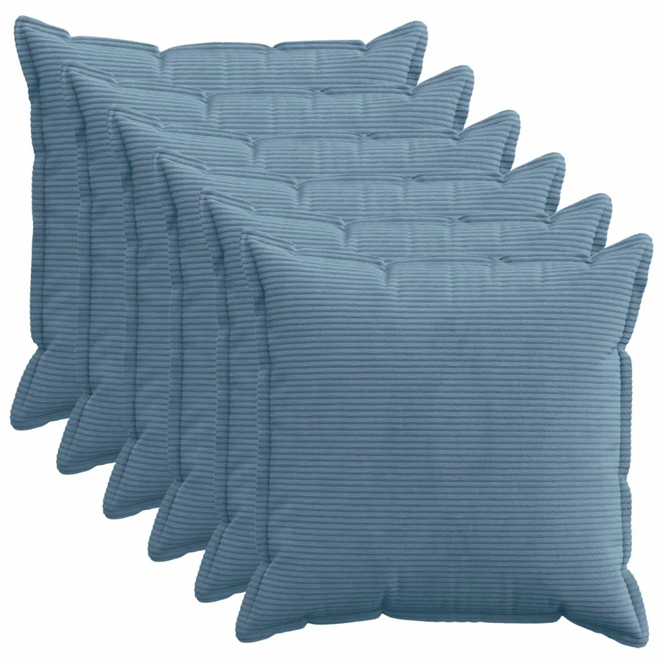 vidaXL Kussensloop 6 st HOUTEN Blauw 65 x 65 cm corduroy