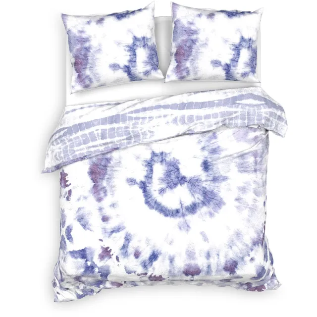 Heckettlane Layla Dekbedovertrek - Tweepersoons - 50% Katoen 50% Mousseline - 200x200-220 cm - Paars