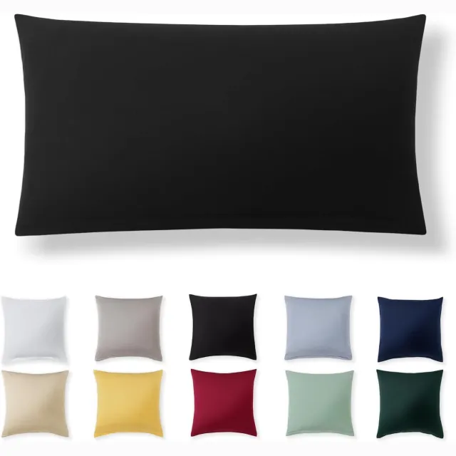 Famanu Kussensloop 40 x 80 cm - zwart - 100% jersey katoen - kussensloop voor kussen 40 x 80 cm - jersey hoofdkussenslopen - superzachte kussensloop - 40 x 80 cm met ritssluiting rood