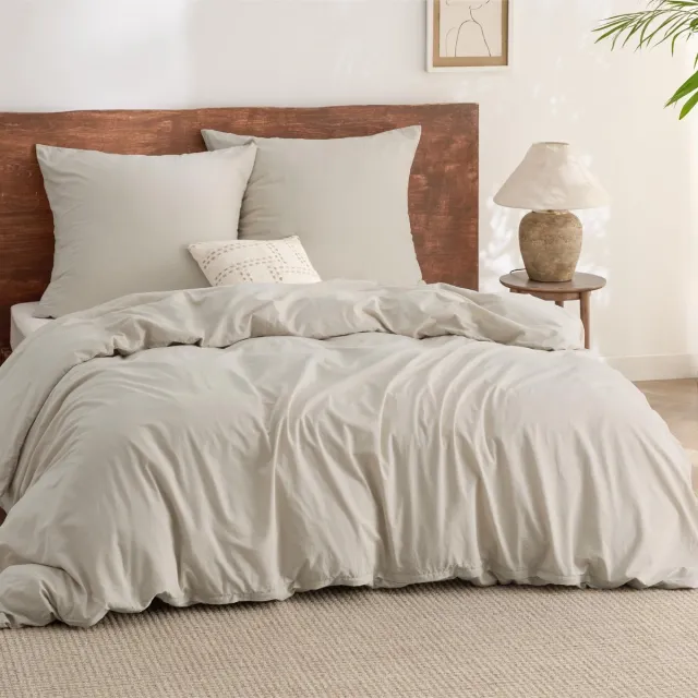 Unyqoos Katoenen Beddengoedset met Kussenslopen en Ritssluiting beige