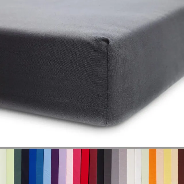 Lumaland Jersey hoeslaken - elastische rand - 100% katoen - 160g/m² 180 x 200 cm - 200 x 200 cm - Grijs