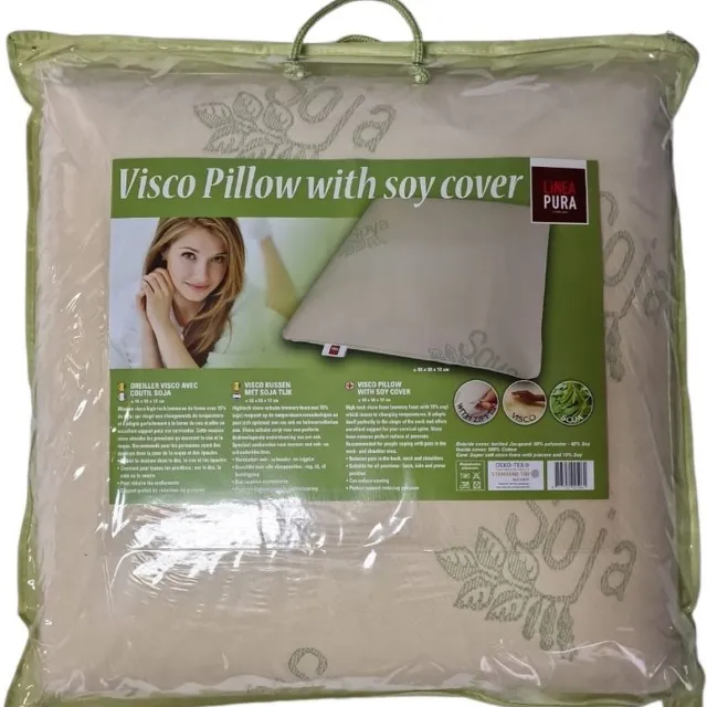 Zydante Hoofdkussen 55x55x12cm - Linea Pura - Traagschuim Memory Foam – Comfort & Ondersteuning - Visco Soja De Luxe - Wit
