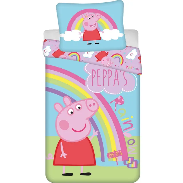 Peppa Pig dekbedovertrek Regenboog 140 x 200 cm - 70 x 90 cm - katoen Multicolor