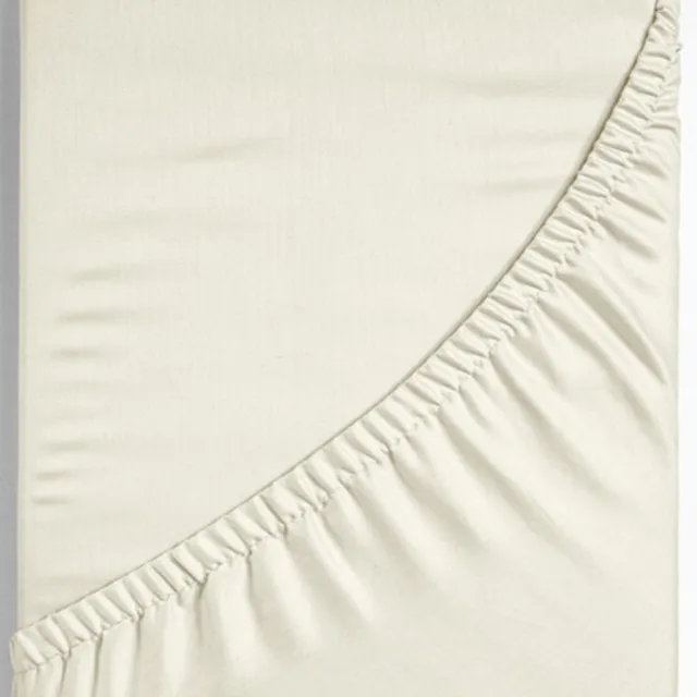 Dreamers Den Linea - Hoeslaken - Katoensatijn - 450 TC - Katoen Satijn - 180x220 cm + 35 cm - Ecru
