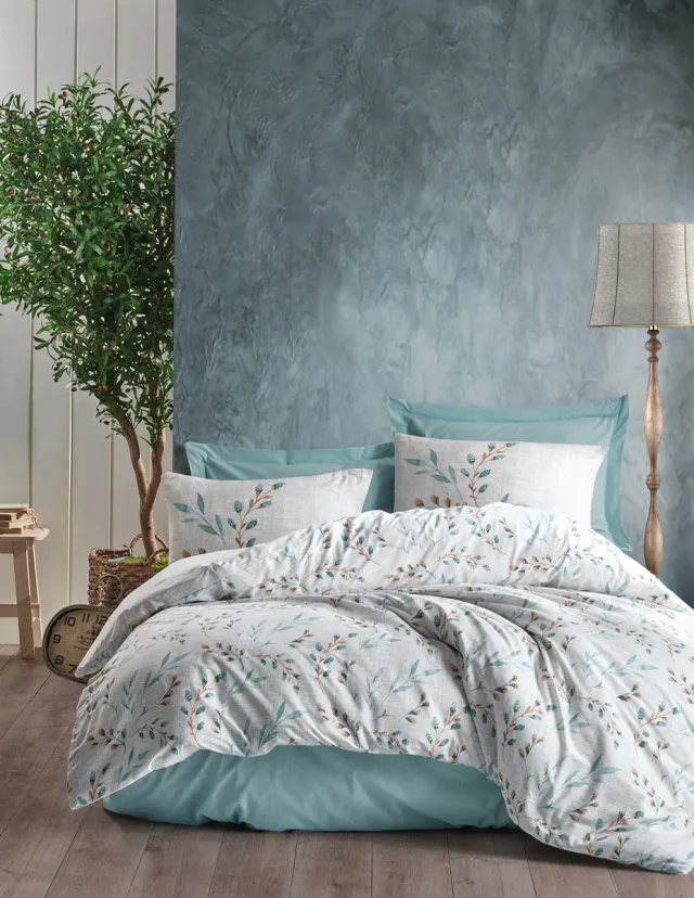 L'essentiel Maison Asir - Dekbedovertrekset - Mintgroen en Wit - 155 x 220 cm Munt Wit