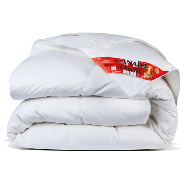 Canada Vancouver Luxe Ganzendons 4-Seizoenen Dekbed – +90% Ganzendons – 100% Katoen Batiste – Nomite & Oeko-Tex – Downpass- Lits-jumeaux Dekbed - Zomerdekbed & Winterdekbed - 240x220 cm Wit