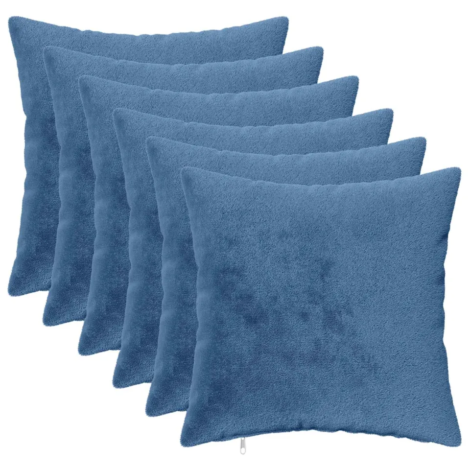 vidaXL Kussensloop 6 st HEERLEN Lichtblauw 50 x 50 cm Flanel blauw, foto 3