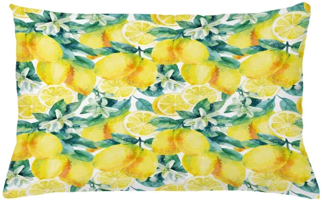 ABAKUHAUS Tuin Kussenhoes Citroen Citrus – Dubbelzijdig bedrukt, Rits, 40x65 cm, Groen/Geel