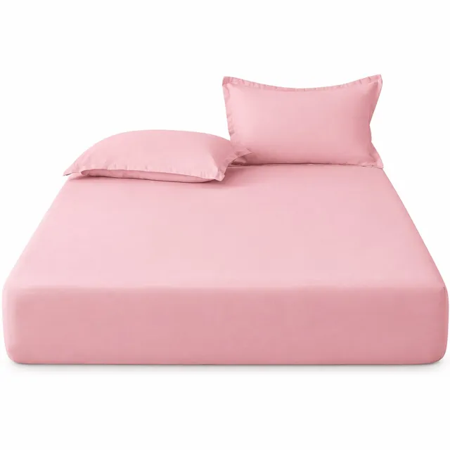 SWGOTA Lichtroze polyester hoeslakenset 160 x 200 cm, 3-delig