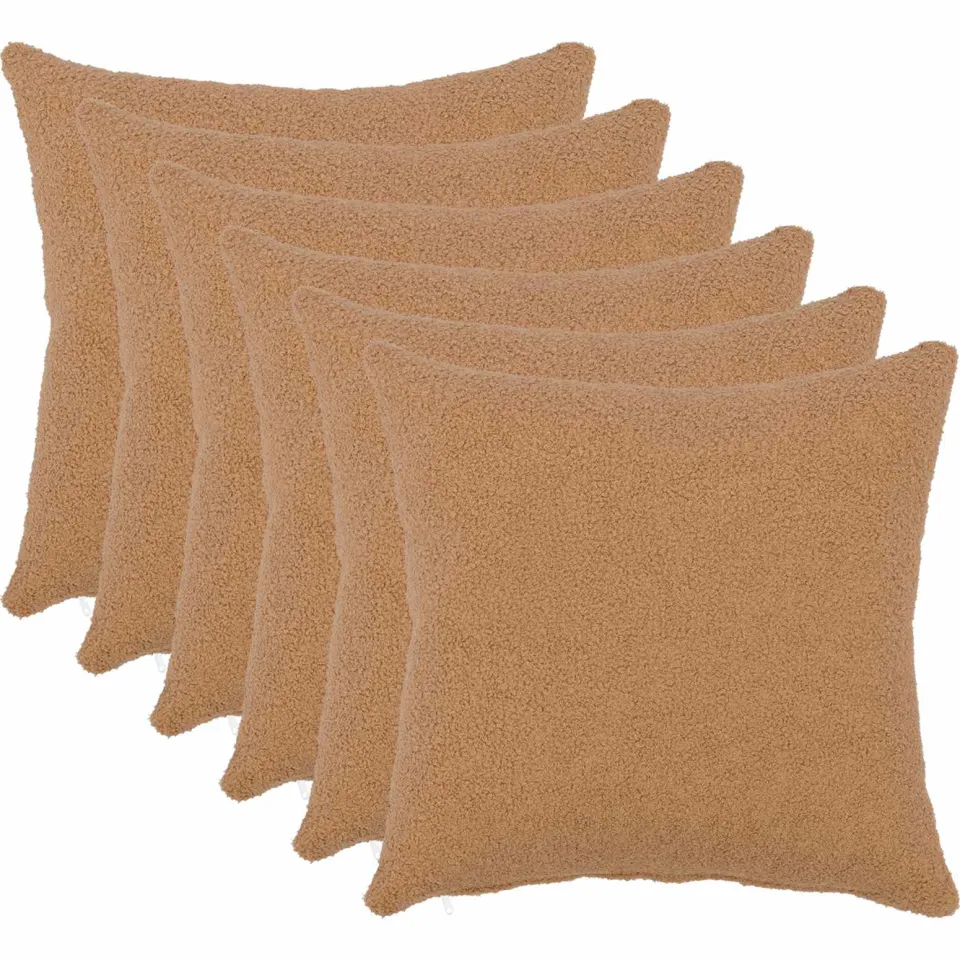 vidaXL Kussensloop 6 st HEERLEN Beige 30 x 30 cm Bouclé, foto 3