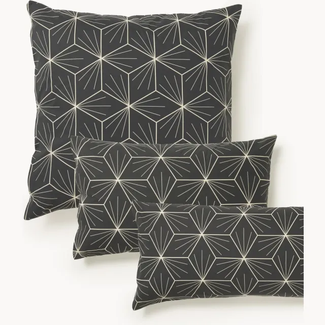 Westwing Collection Omkeerbare kussenhoes Ilda met geometrische print Beige, Antraciet