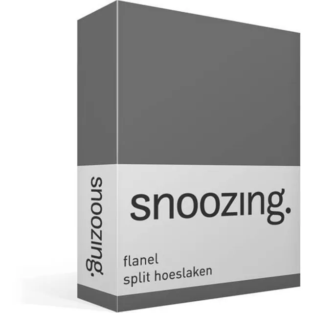 Snoozing Flanel - Split-topper - Hoeslaken - Lits-jumeaux - 200x200 cm - Antraciet