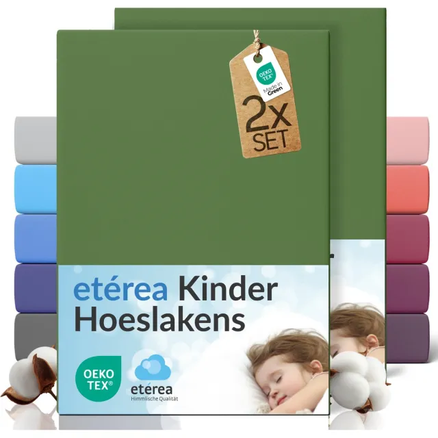 etérea Himmlische Qualität etérea Jersey hoeslaken 2-pack 60x120-70x140 cm (hoek 15 cm) 100% katoen - Kaktusgroen Cactus
