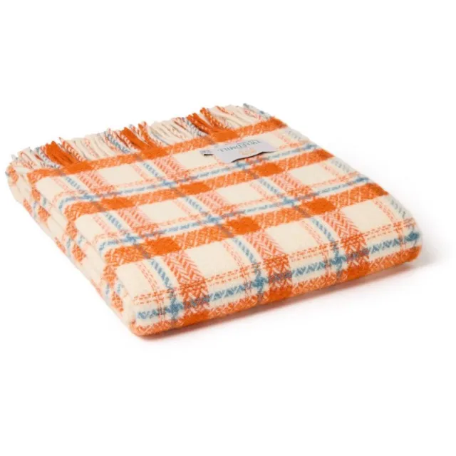 Tweedmill Plaid Trio Check Llwyd Oranje-Wit - 150x183 - Nieuw Wol - Tweedmill UK