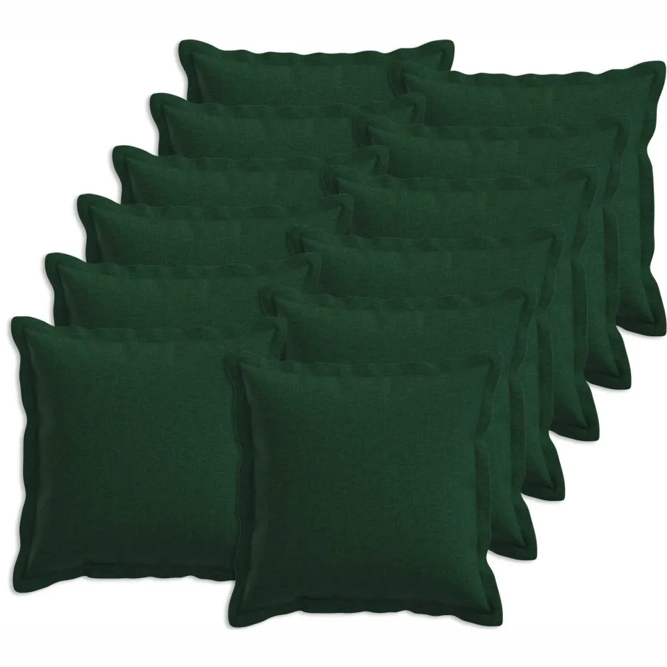 vidaXL Kussensloop 12 st HOUTEN Donkergroen 50 x 50 cm Faux Linnen groen, foto 3