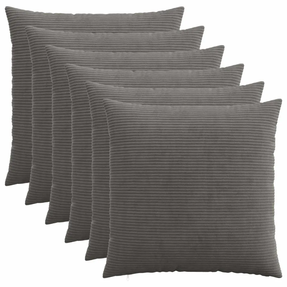 vidaXL Kussensloop 6 st HEERLEN Donkergrijs 70 x 70 cm corduroy, foto 3