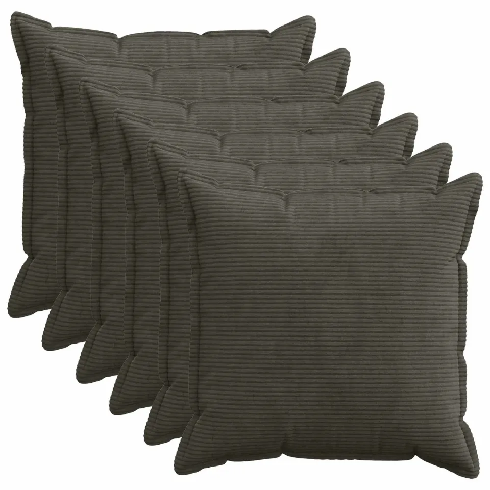vidaXL Kussensloop 6 st HOUTEN Antraciet 60 x 60 cm corduroy Anthraciet
