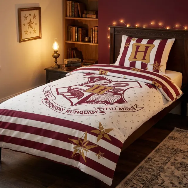 Harry Potter Dekbedovertrek - Eenpersoons - 140 x 200 cm - Rood