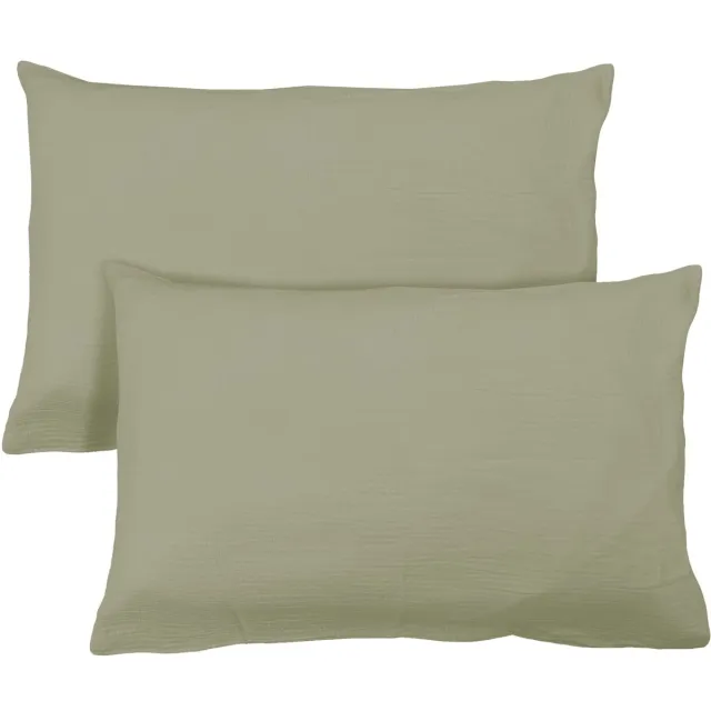 Matt & Rose Set Kussenslopen - Celadon Groen - (2x) 50 x 70 cm - Mousseline Katoen