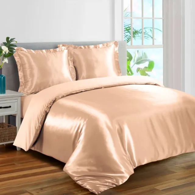 Beauty Silk dekbedovertrek -Glans Satijn- Silk -Eenpersoons -140 x 220 cm +1 kussenslopen 60x70 cm -Taupe
