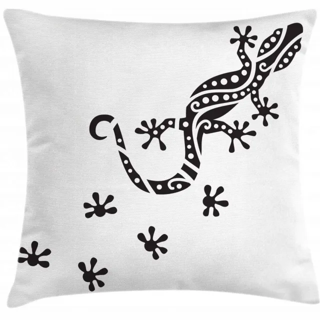 ABAKUHAUS Gecko-Kussenhoes – Dubbelzijdig bedrukt – 40x40 cm – Zwart/Wit