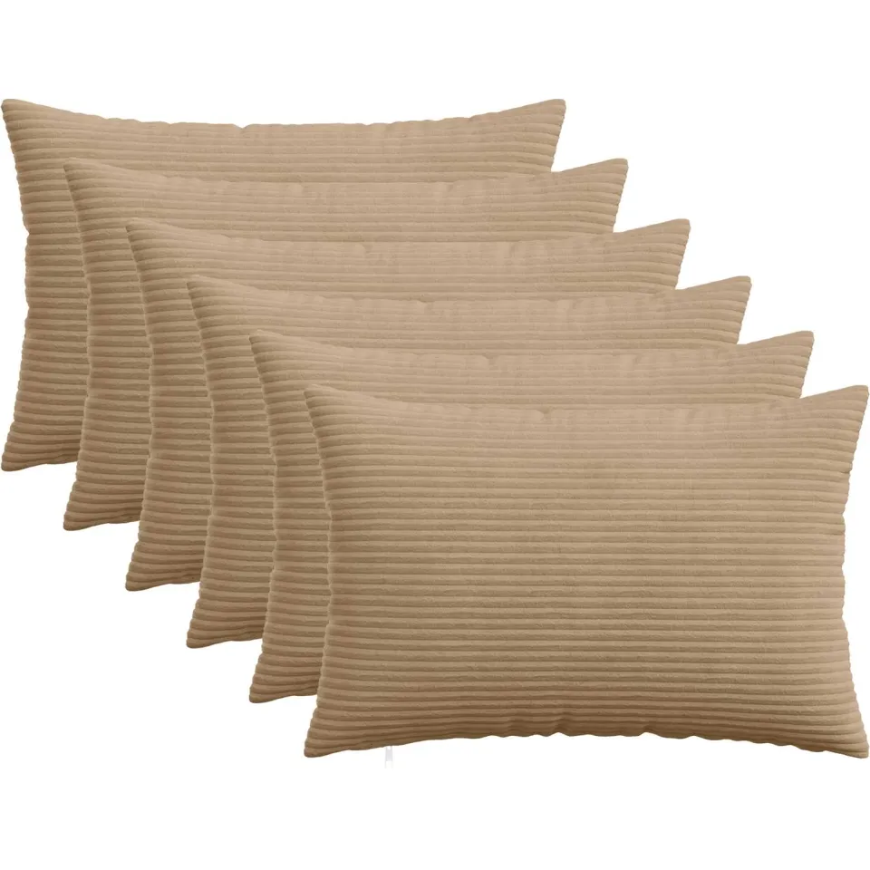 vidaXL Kussensloop 6 st HEERLEN Bruin 50 x 75 cm corduroy