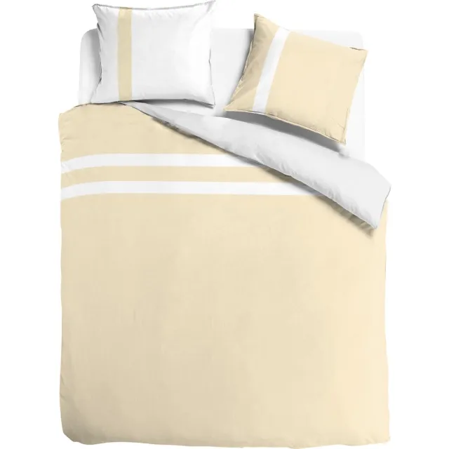 Dreamers Den Egyptisch Katoen - Dekbedovertrek - stripe - geel/wit - 1-persoons - 140 x 200/220 cm + 1 kussensloop - Dreamers Den