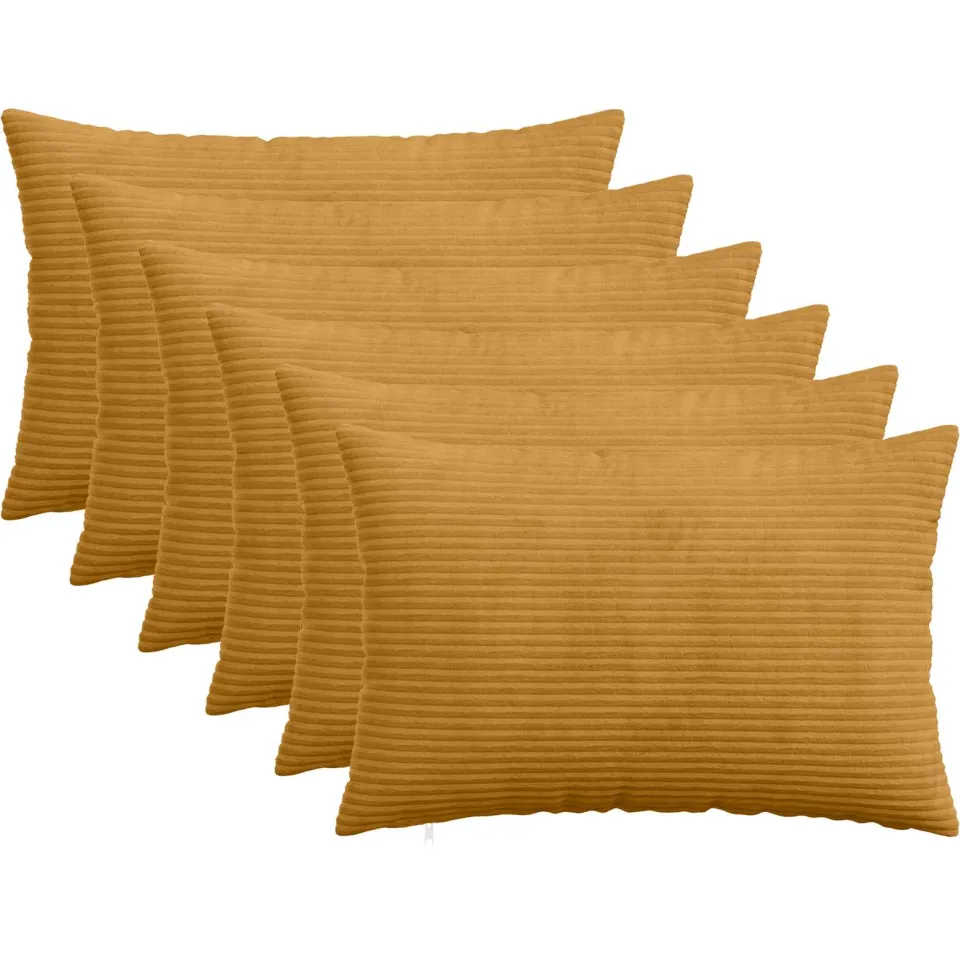 vidaXL Kussensloop 6 st HEERLEN Geel 50 x 75 cm corduroy, foto 3