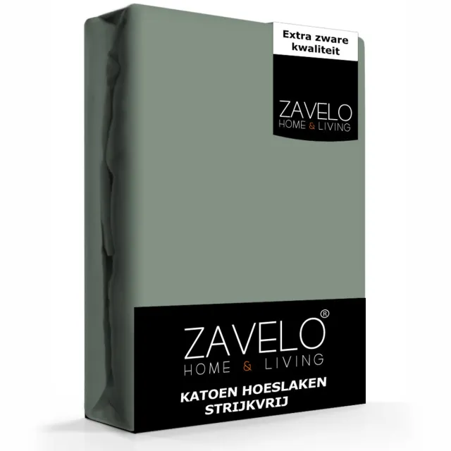 Zavelo Hoeslaken Katoen Strijkvrij Groen-Lits-jumeaux (160x200 cm)