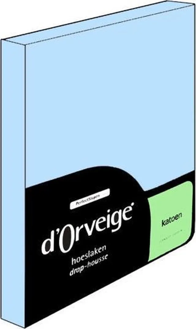 D'Orveige Hoeslaken Katoen - Litsjumeaux XL - 190x220 cm - Licht Blauw lichtblauw