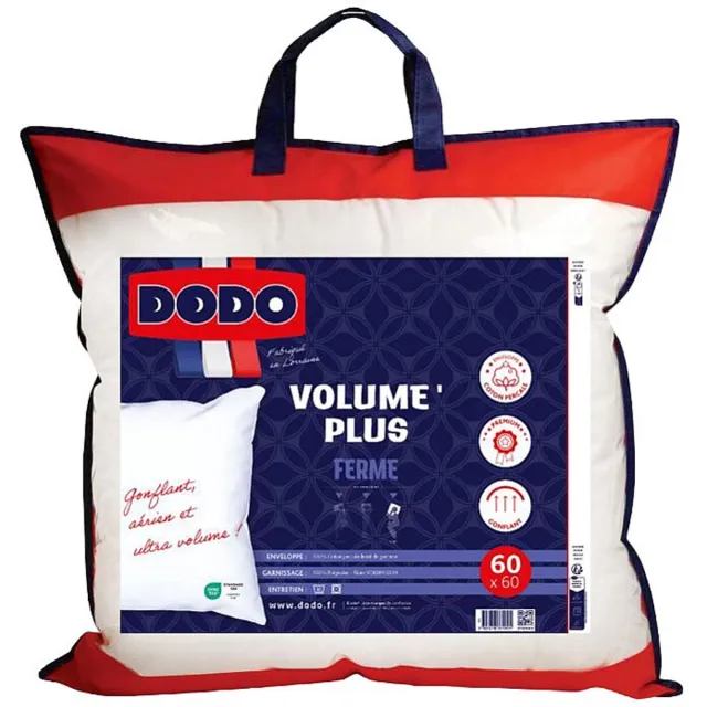 Vente-unique Stevig hoofdkussen DODO - 750 g/m² - Hoes 100% katoenperkal - 60 x 60 cm - PURE CONFORT Wit