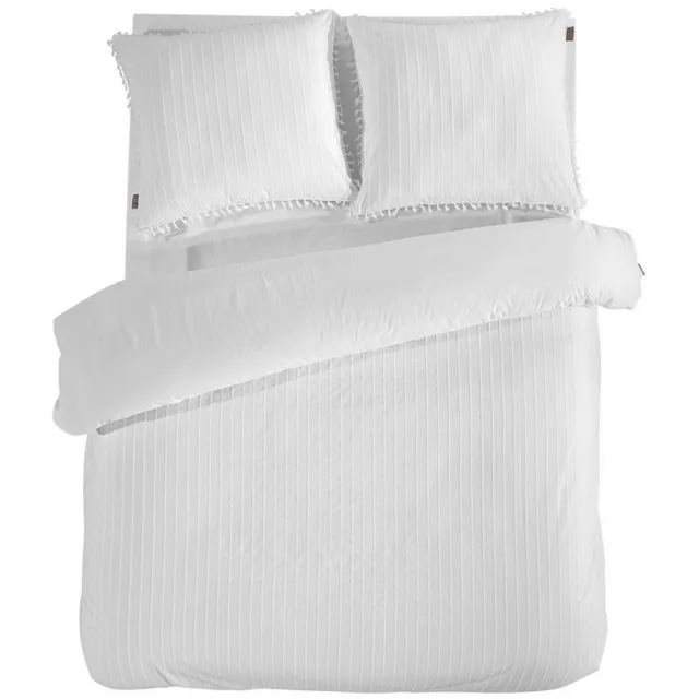 LINNICK Dekbedovertrek Katoen Renforcé Estina - White - Dekbedovertrek 240x200/220cm - 100% Katoen - Lits Jumeaux - Dekbedovertrekken - Effen Dekbedovertrek Estina wit