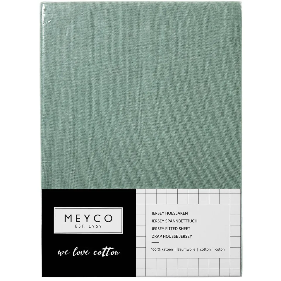 Meyco jersey kinderhoeslakenbed 70x140/150 cm stone green, foto 4