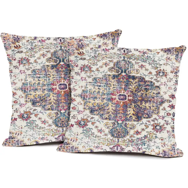 KZQ Kussenslopen - Set van 2 vierkante decoratieve kussenslopen in Boheemse stijl, zacht en duurzaam - Geschikt voor banken, woonkamers en slaapkamers - 50x63 cm - Patroon Bloem .
