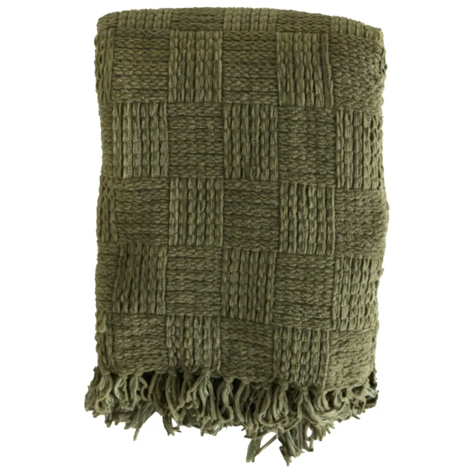 NOUS Living Lazise geruite plaid groen