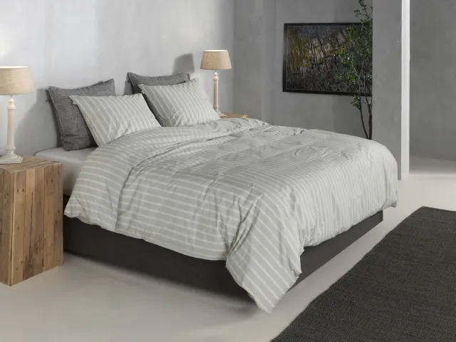 Zohome Dekbedovertrek zohome righe di percalle Percalle Northern Grey