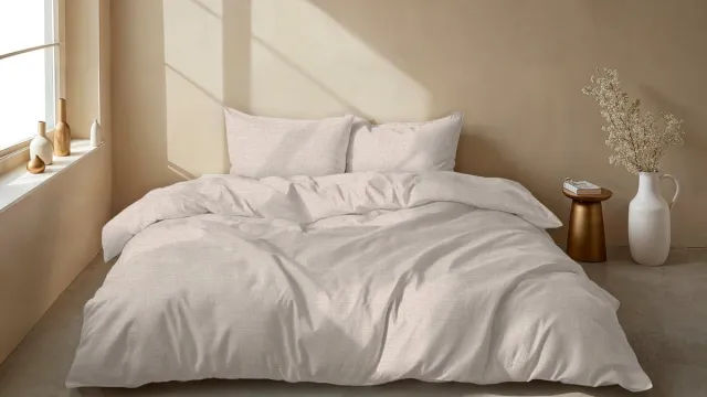 Zo! Home Zohome Dekbedovertrek Striscia di Lino - Sandy Beige - Strepen - Dekbedovertrek - 100% Katoen