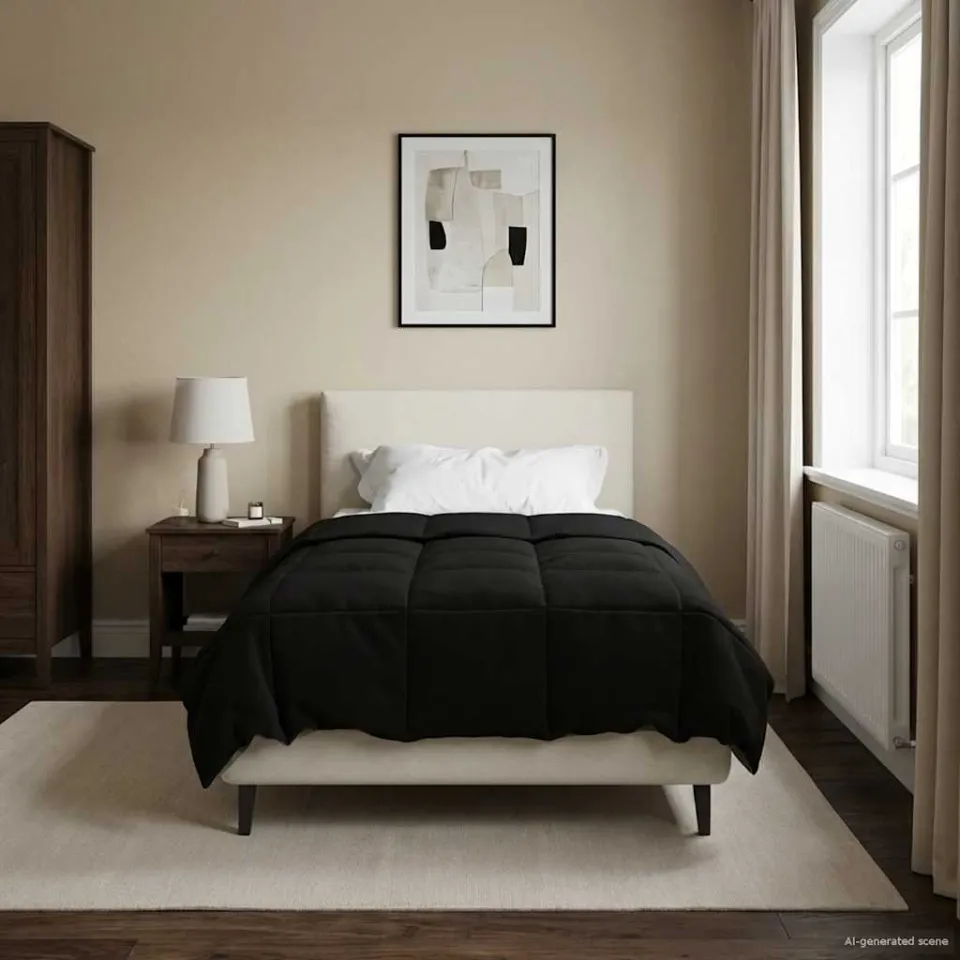 vidaXL Vol jaar dekbed 155 x 200 cm Microfiber (100% polyester) Zwart, foto 4