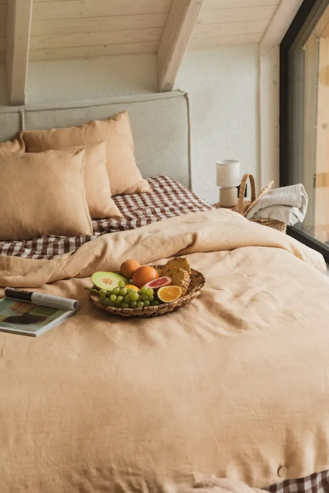 AmourLinen unisex vegan Beddengoedset Linnen Mosterd Geel