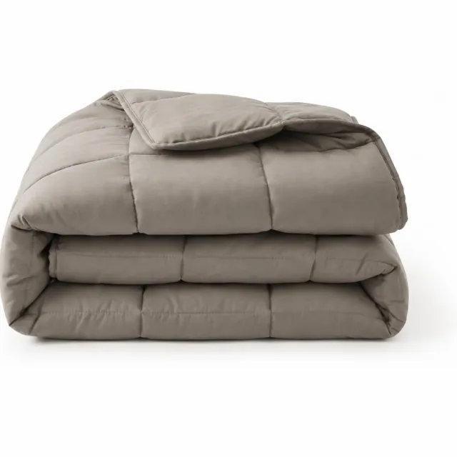 Sleeptime 2 in 1 Dekbed zonder Overtrek - Wasbaar Dekbed - Percale - Taupe/Grijs - 140 x 220