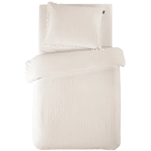 LINNICK Dekbedovertrek Katoen Renforcé Estina - Off White - Dekbedovertrek 140x200/220cm - 100% Katoen - Eenpersoons - Dekbedovertrekken - Effen Dekbedovertrek Estina ivoor