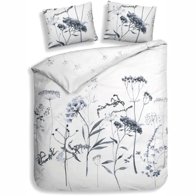 Heckettlane Dekbedovertrek Luna - Bedlinnen met print - 240x200-220 cm - Lits-Jumeaux - Wit - Dekbedovertrek van 100% Katoen-Flanel White