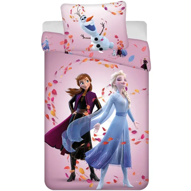 Disney Frozen Dekbedovertrek Magisch- 140 x 200 cm - Katoen - 70x90cm Roze