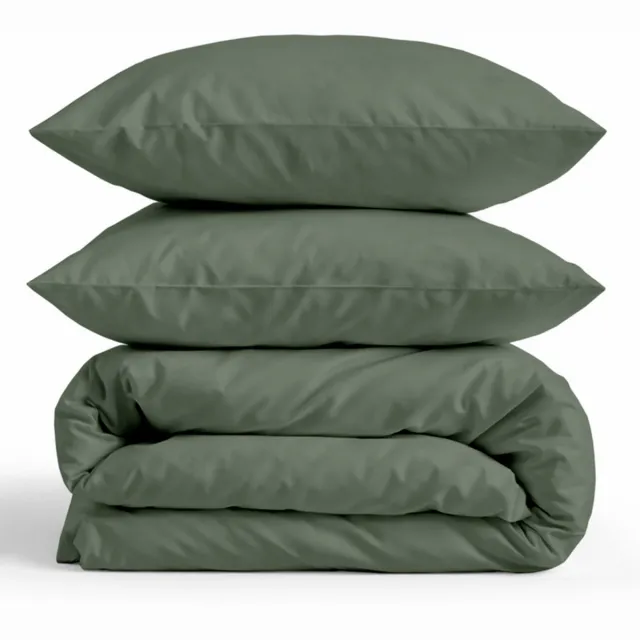 decoware Dekbedovertrek Uni 200x220 cm - Groen - Katoensatijn - Met Kussenslopen - Tweepersoons