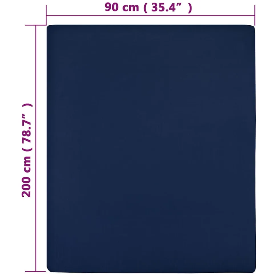 vidaXL Hoeslakens 2 st jersey 90x200 cm katoen marineblauw, foto 3