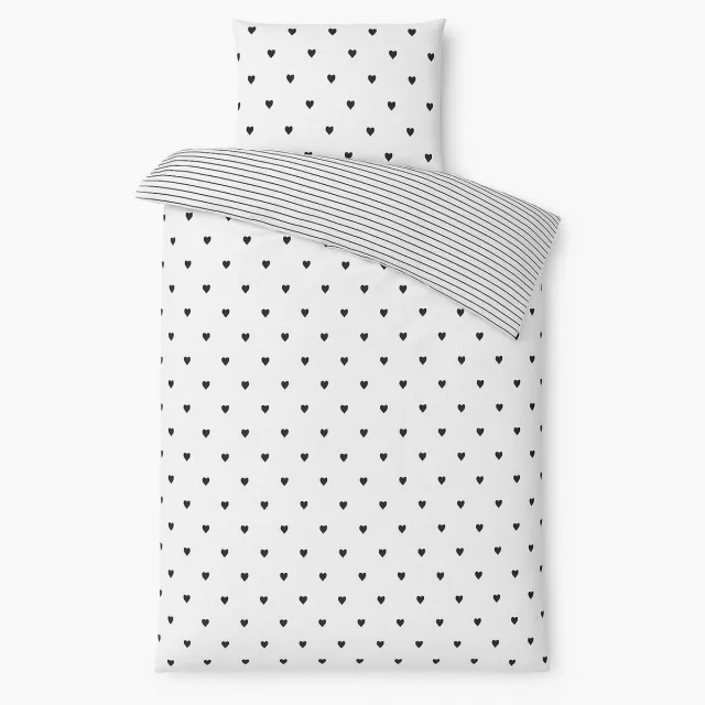 vtwonen Striped Love dekbedovertrek - Eenpersoons - 140x200/220cm - Wit